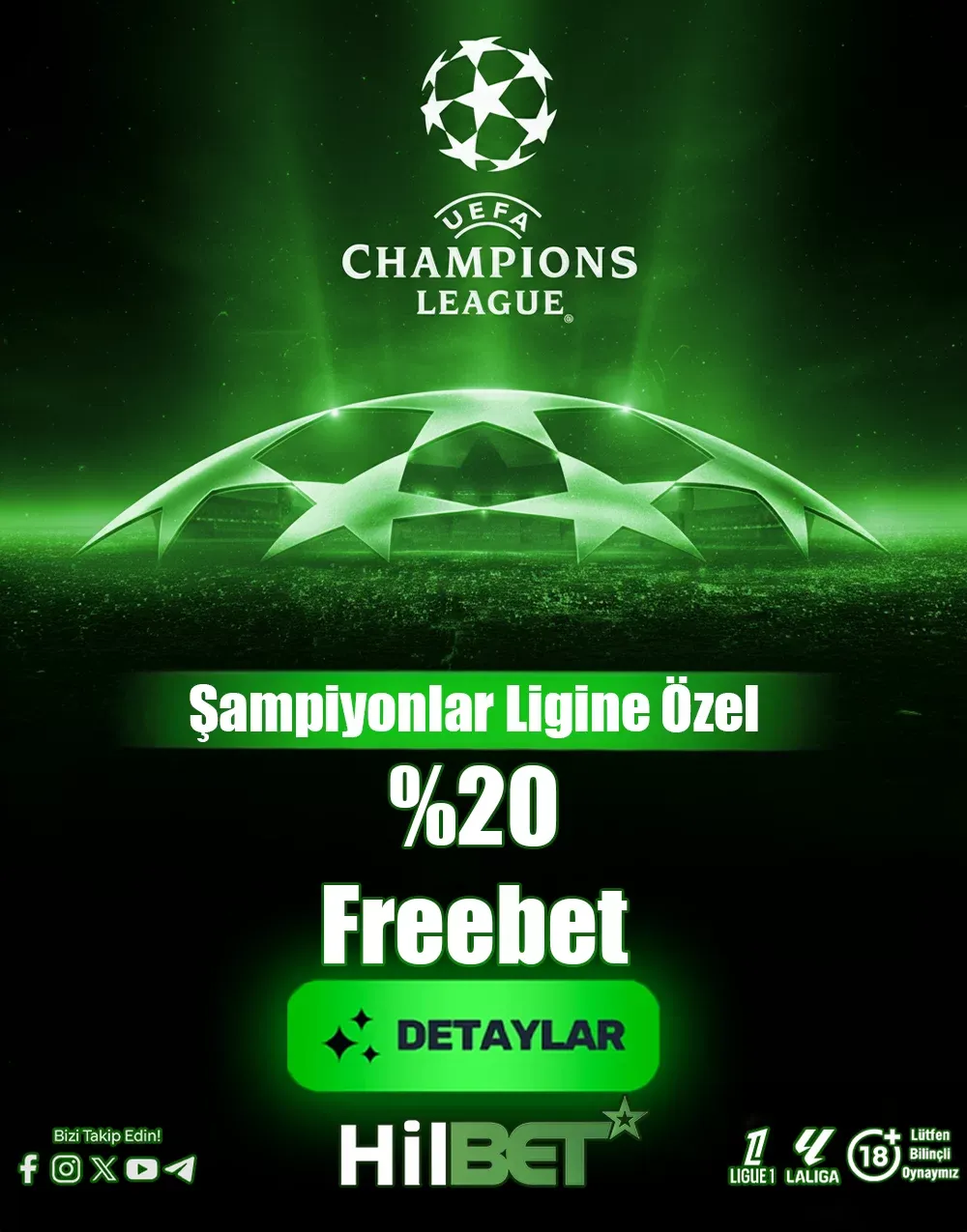 Şampiyonlar Ligi’ne Özel %20 Freebet